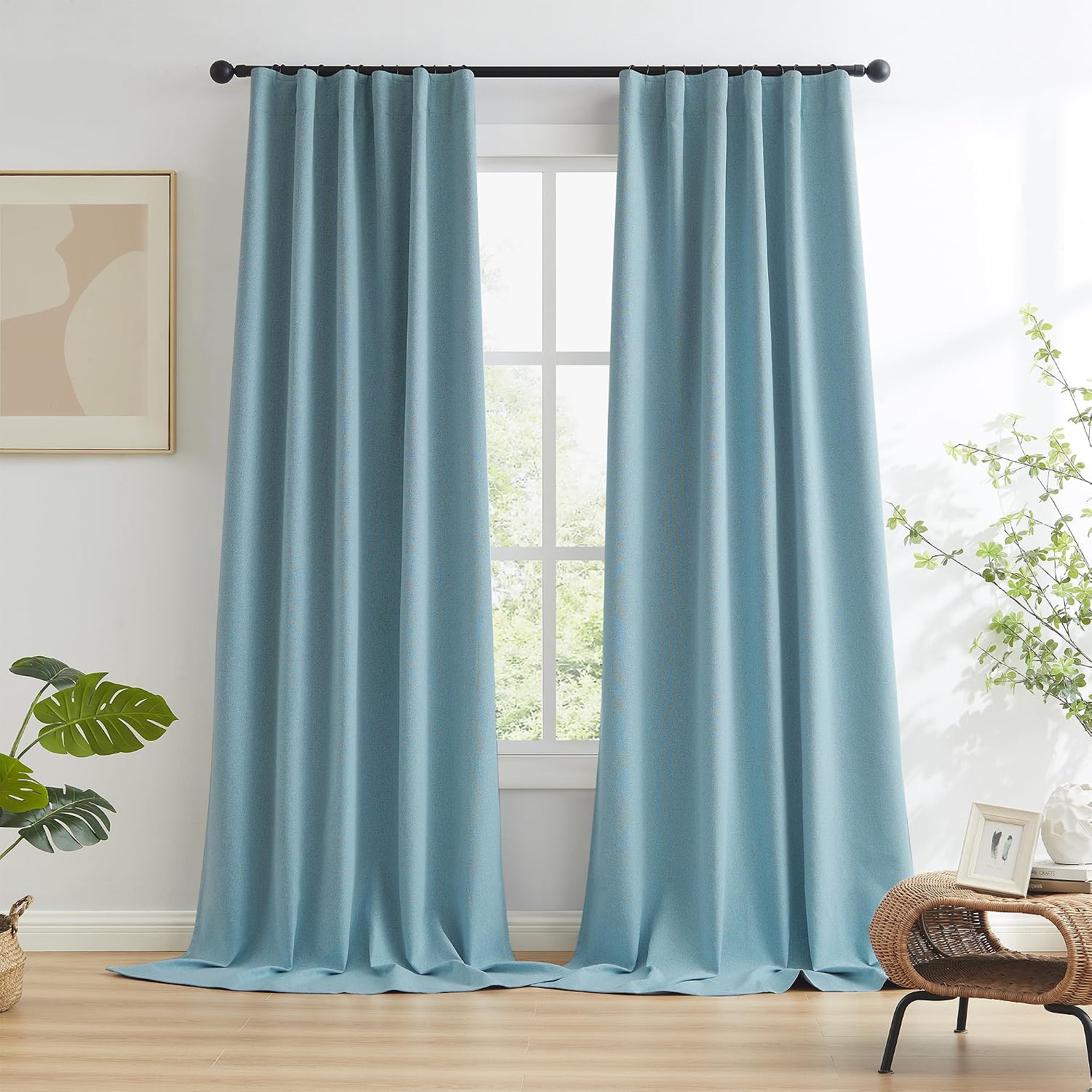Keqiaosuocai 2 Panels Full Blackout Door Curtains for Doorway 80 Inches long, Heat and Full Light Blocking Thermal Insulated Drapes for Nur…