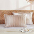 Merryword 100% Cotton Pillow Cases, Standard Size Pillowcases, Beige and Terracotta Striped Pillowcases, Soft Breathable Engineered Stripes…