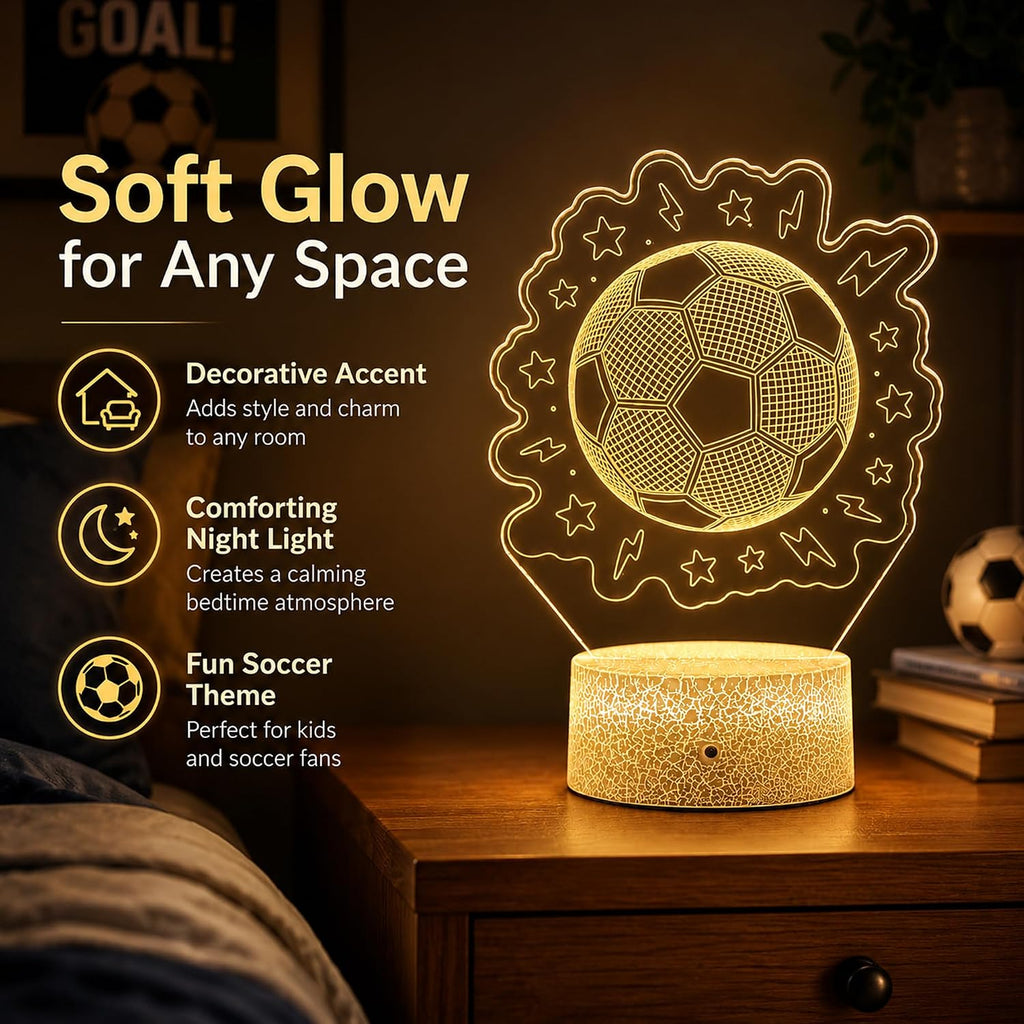 Soccer 3D Illusion Night Light, Remote, 16 Colors Changing RGB Flashing Mode Dimmable LED Lamp, Birthday Holiday Gifts for Boys Girls…