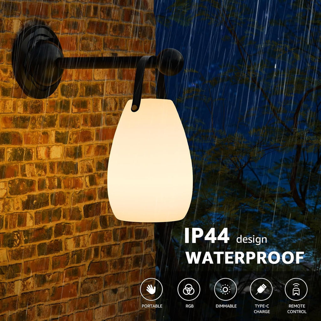 uuffoo Rechargeable Portable Table Lamp, Cordless RGB Lantern with Remote, Decorative LED Night Light, IP44 Waterproof Indoor Outdoor…