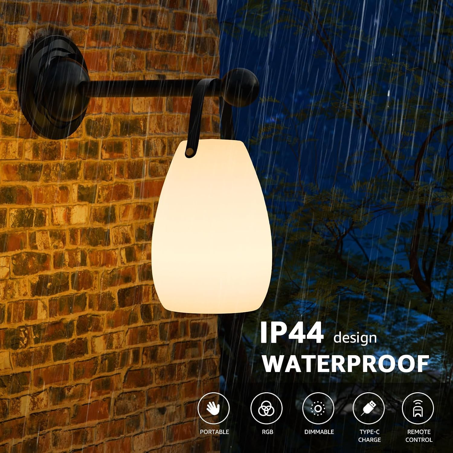 uuffoo Rechargeable Portable Table Lamp, Cordless RGB Lantern with Remote, Decorative LED Night Light, IP44 Waterproof Indoor Outdoor…