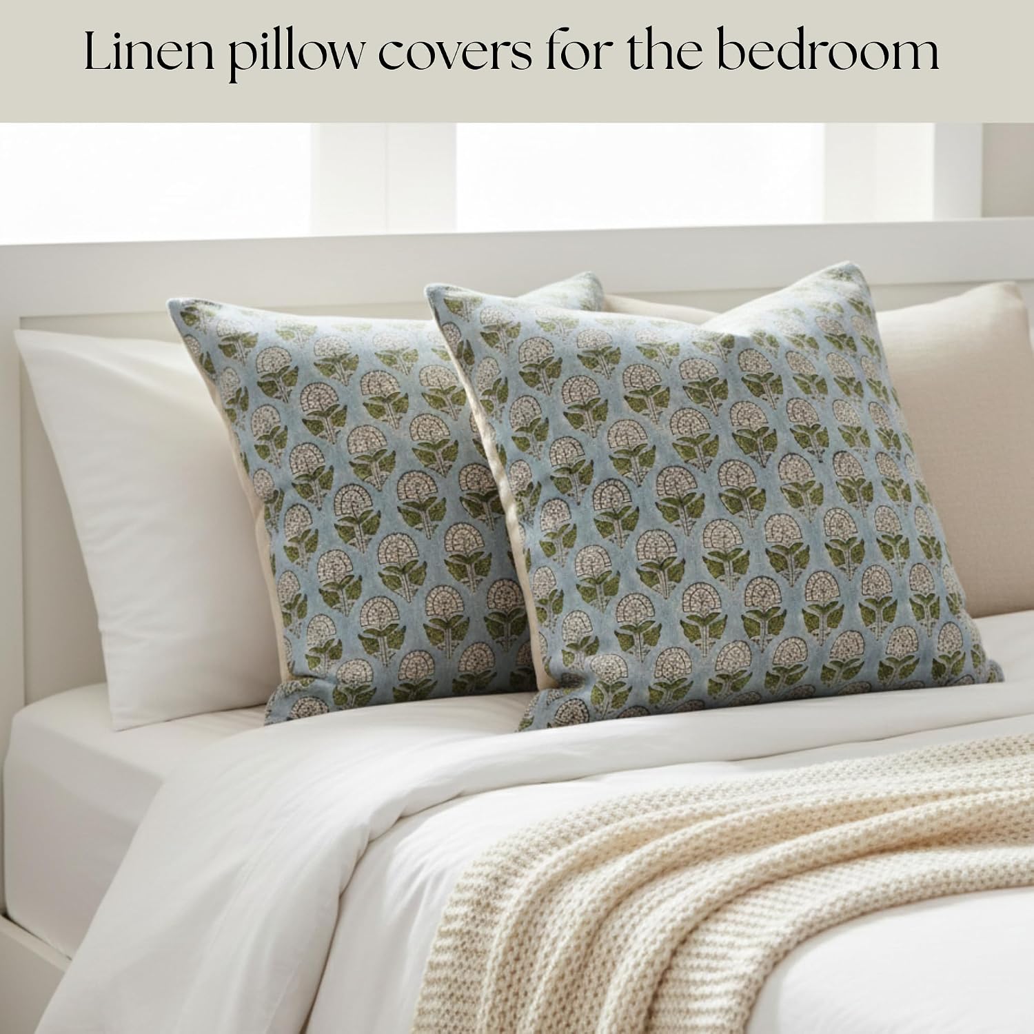 LineandLoop Linen Throw Pillow Covers 20x20 inch Floral Pillows Stripe Spring Decorative Pillow Covers for Living Room, Bedroom 0 Count 2 i…