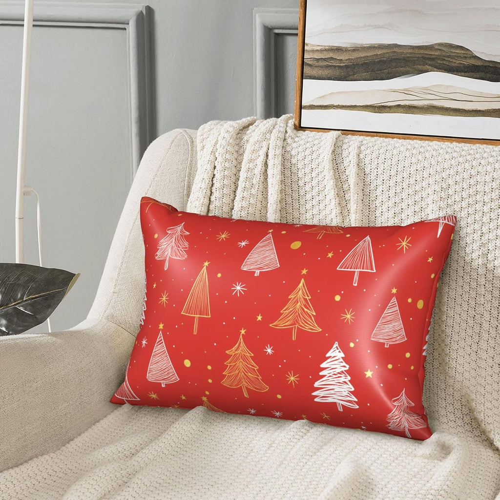 Satin Pillowcase for Hair and Skin White and Gold Xmas Tree Super Soft and Cooling Similar to Silk Pillow Case 1 Pack with Hidden Zipper…