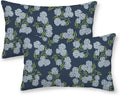 Navy Blue Spring Pillow Covers 12x20 Inch 2 Pcs Blue Green Hydrangea Flower Decor Throw Pillows Vintage Floral Seasonal Summer Outdoor…