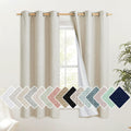 NICETOWN Natural Thick Linen Blend 100% Blackout Curtains with White Liners, Rustic Grommet Thermal Insulated Flax Textured Full Blackout…