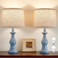 Vintage Table Lamp for Living Room Bedroom, 18.5" Farmhouse Bedside Lamps Nightstand Lamp Set of 2, Table Lamps with Oatmeal Linen Lamp…
