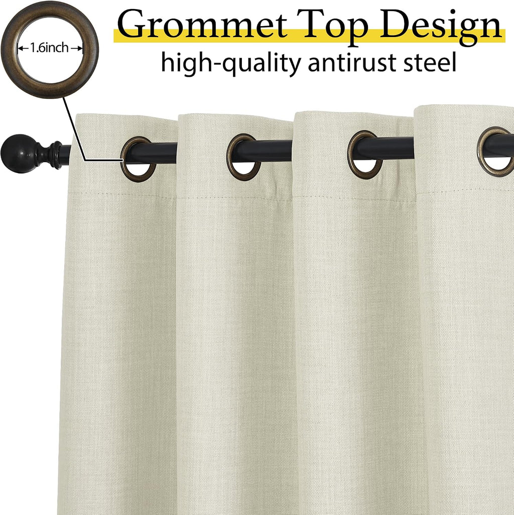 Nicetown Natural Faux Linen Blackout Curtain Panels 24 inch Long, Thermal Insulated Light Blocking Window Coering Privacy Protect Energy Ef…