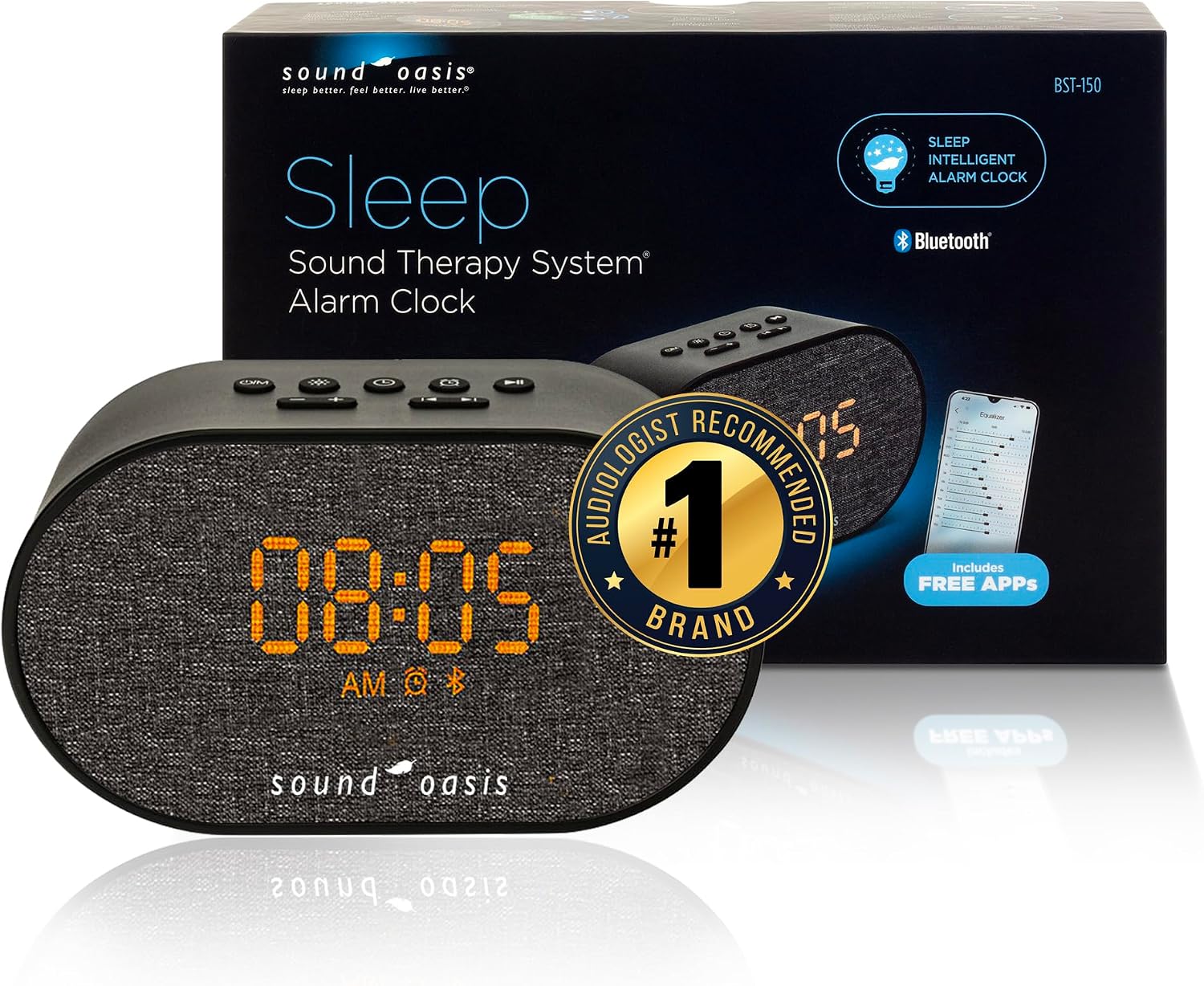 SoundOasis Sound Oasis® Bluetooth® Sleep Sound relaxation System® Alarm Clock - Sleep Better, Manage and Mask Tinnitus, 30 Built-in…