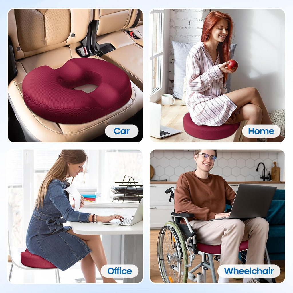 CushZone Donut Pillow Seat Cushion - Cooling Gel Donut Chair Cushions, Memory Foam Seat Cushion for Office & Home, Car Seat Cushion and But…