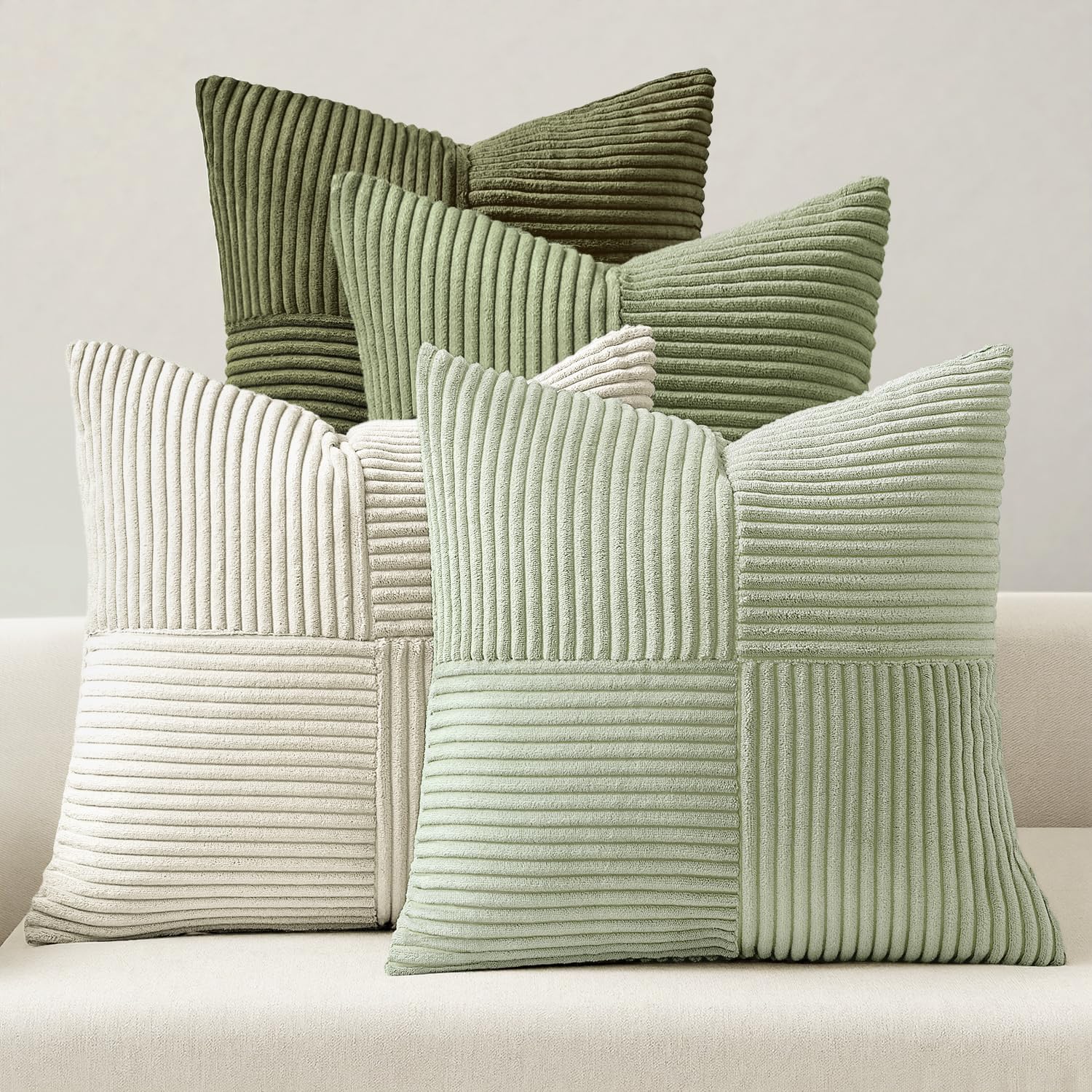Miulee Summer Light Green Decorative Throw Pillow Covers 20x20 Inch Set of 4 Boho Farmhouse Cushion Covers Mordern Classic Pillow Cases Sof…