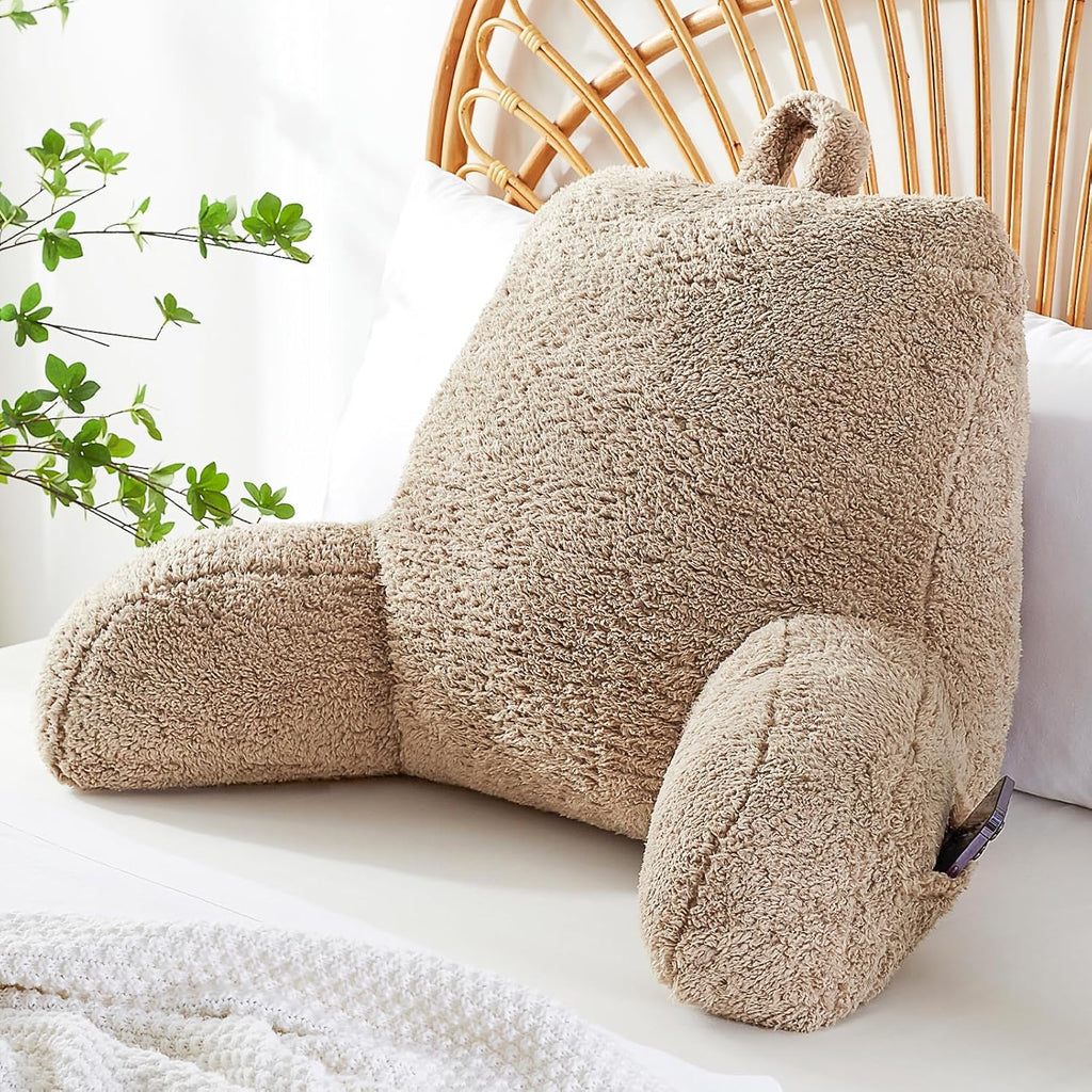 StarAneer Reading Pillow for Sitting in Bed, Back Pillow Reading Pillow with Arms & Back Support, Dorm Room Essential for Girls and Boys…