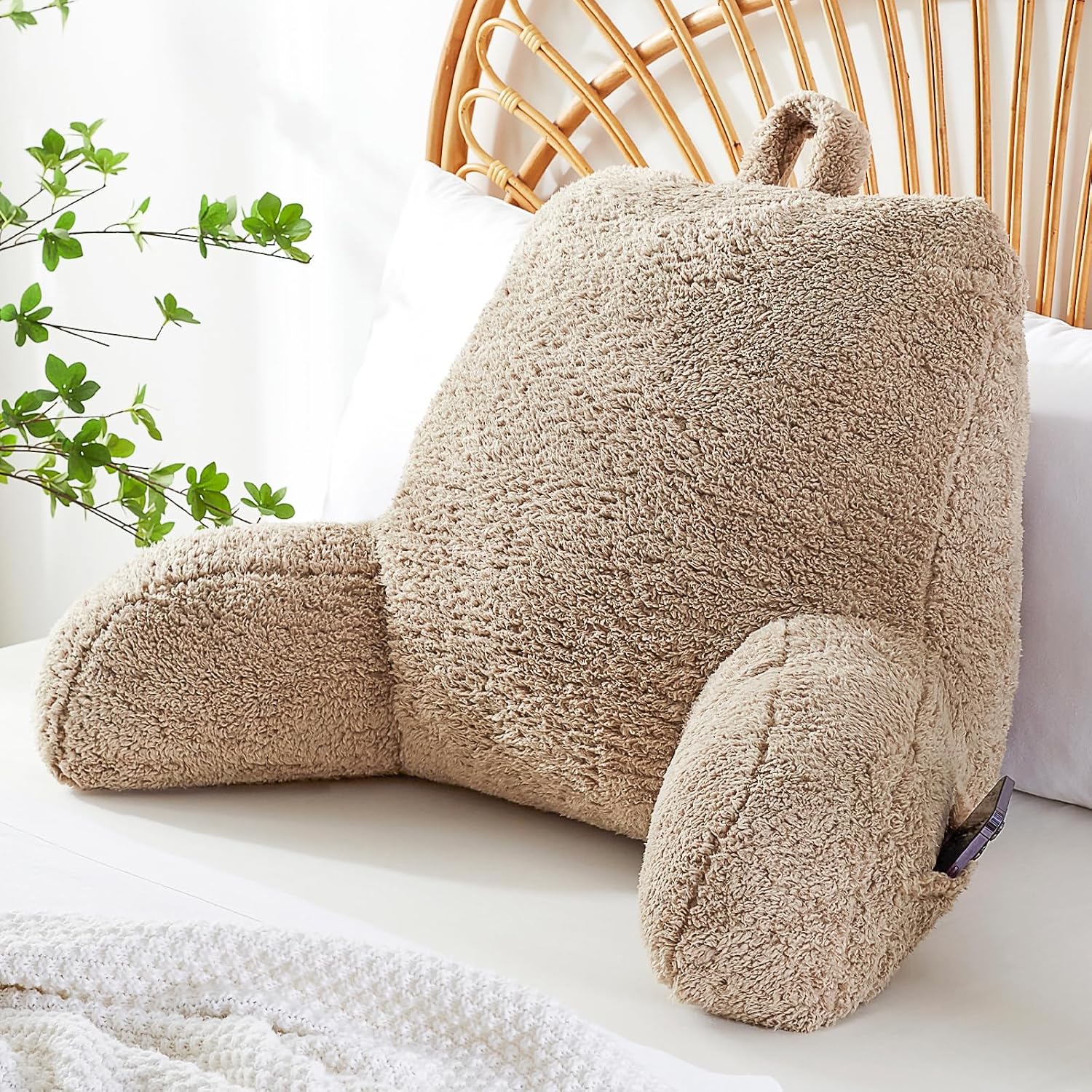 StarAneer Reading Pillow for Sitting in Bed, Back Pillow Reading Pillow with Arms & Back Support, Dorm Room Essential for Girls and Boys…