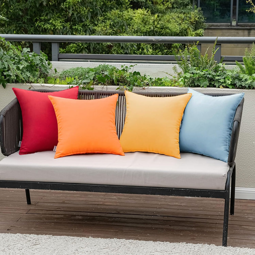 MIULEE Pack of 4 Decorative Outdoor Waterproof Pillow Covers Square Garden Cushion Case PU Coating Throw Pillow Cover for Tent Park Couch…