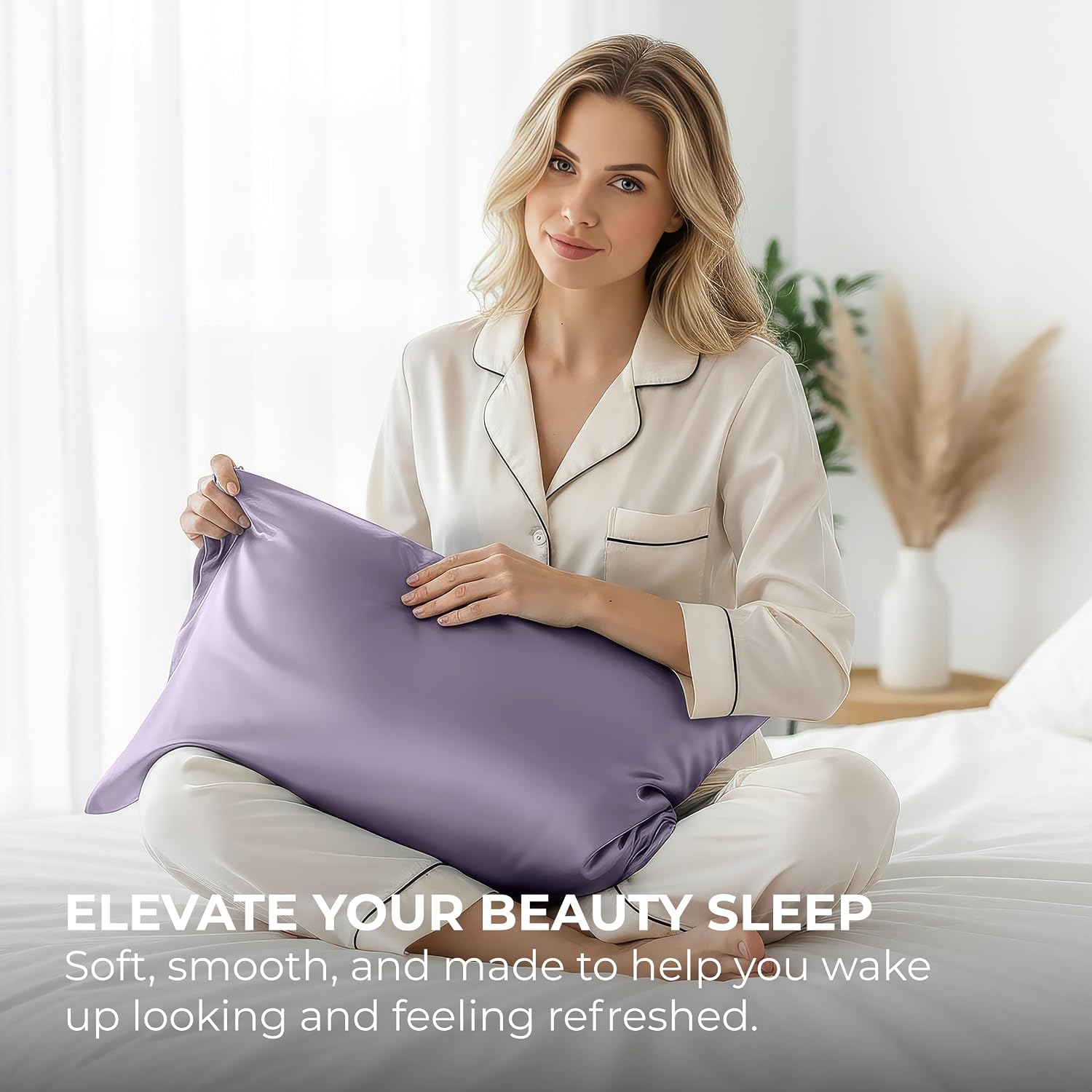 PureBedding Pure Bedding Satin Pillowcase 2 Pack - King Size (20"x40", Lavender) - Silky Pillow Cases for Hair and Skin - Satin Pillow Cove…