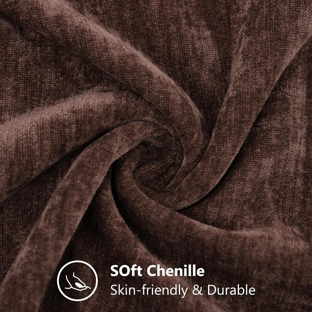 decorUhome Chenille Reddish Brown Throw Pillow Covers 24x24 Inch Set of 2, Decorative Soft Couch Pillow Covers Solid Dyed Accent Farmhouse…