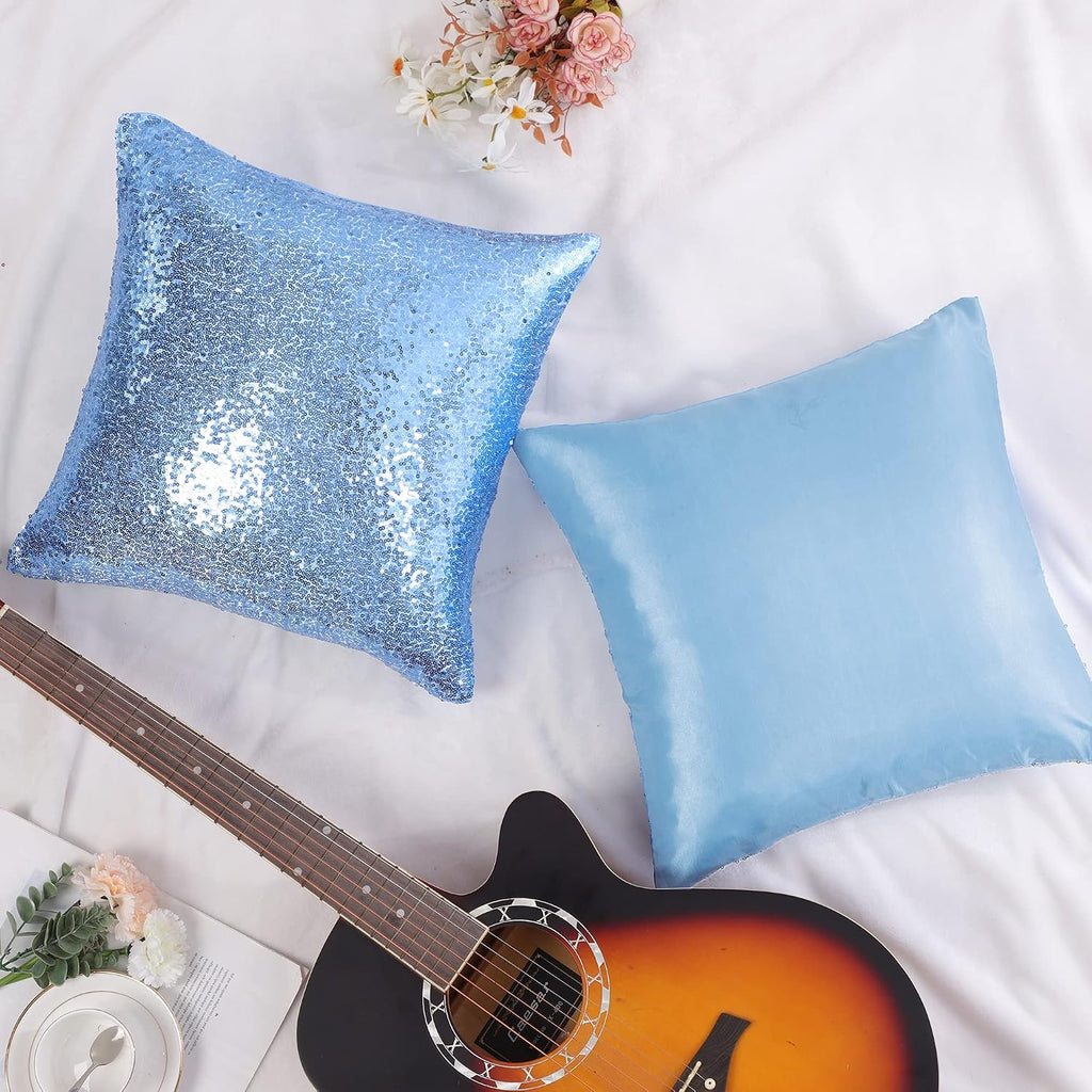 uxcell 2 Pcs Sequin Throw Pillow Covers, Shiny Sparkling Comfy Satin Cushion Covers, Decorative Pillowcases for…