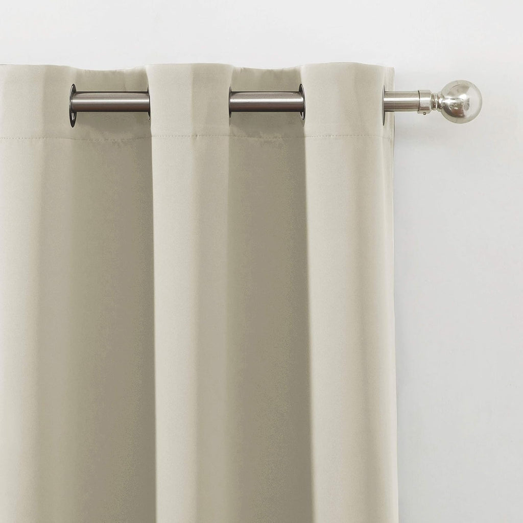 Lemomo Light Beige Blackout Curtains/52 x 45 Inch Length Kids Curtains/Set of 2 Panels Grommet Bedroom Curtains for Living Room 45 Inch sil…