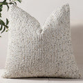 Dezene 18x18 Cream Grey Throw Pillow Cover Textured Boucle Striped Chic Morden Boho Accent Farmhouse Square Decorative Couch Pillow Cover f…