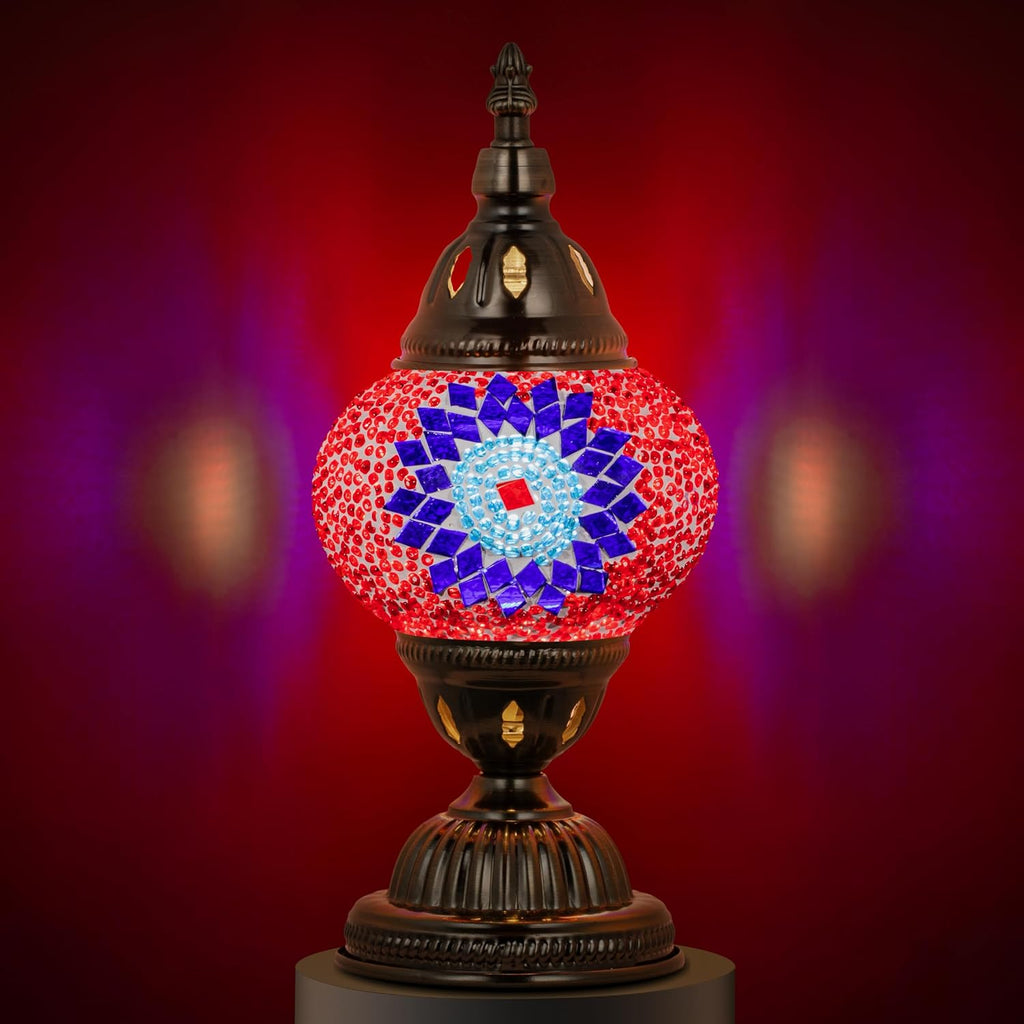 Marrakech Vintage Lamp Turkish Mosaic Lamps with Tiffany Style, Handmade Moroccan Table Lamps with Bronze Base Including LED Bulb for…