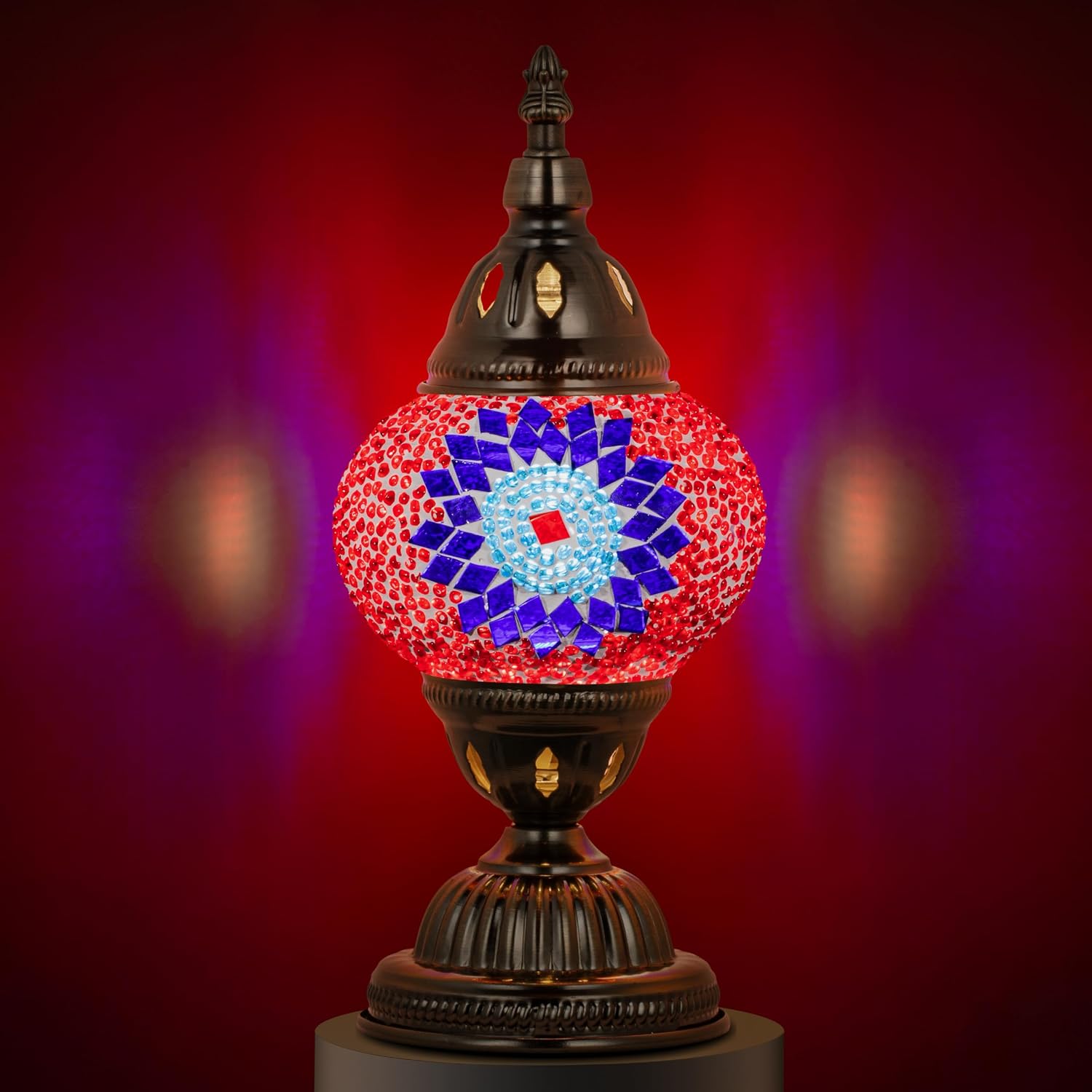 Marrakech Vintage Lamp Turkish Mosaic Lamps with Tiffany Style, Handmade Moroccan Table Lamps with Bronze Base Including LED Bulb for…