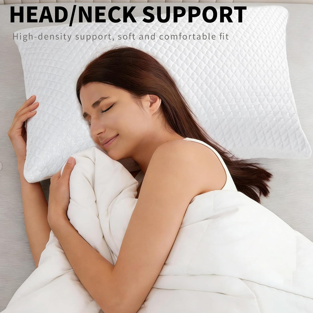 Cooling Pillow for Sleeping King Size Set of 2, Shredded Memory Foam Pillows Adjustable Firm Bed Pillow with Zipper, Cool Pillow for Hot…