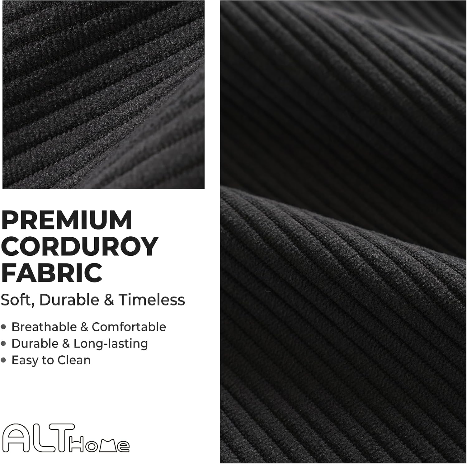 Ailuteie Corduroy Reading Pillow for Sitting Up in Bed, Bed Rest Backrest Pillow with Arms, Low Back Support Cushion with Side Pockets & Wa…