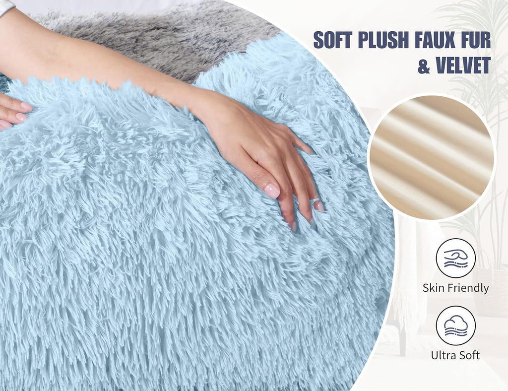 Wsofrlac Thin Neck Pillow for loft Bed 20x54 Adjustable Back Decorative Pillows for Bed Blue Snuggle Pillows for Adults with Large Body Pil…