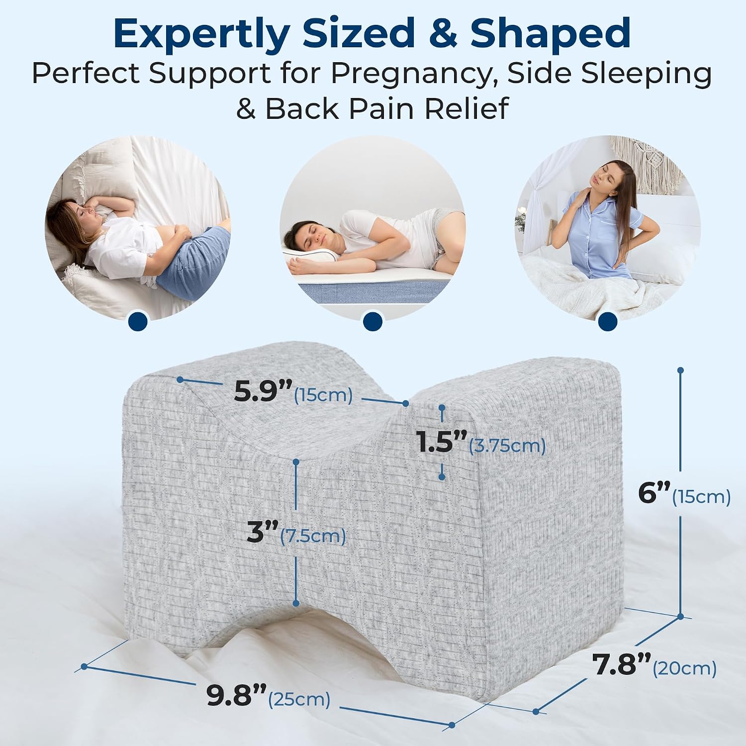 5Starsunited 5 STARS UNITED Knee Pillow for Side Sleepers - Hip, Memory Foam Leg Cushion for Side Sleeping - Between Legs Pillow for Sciat…