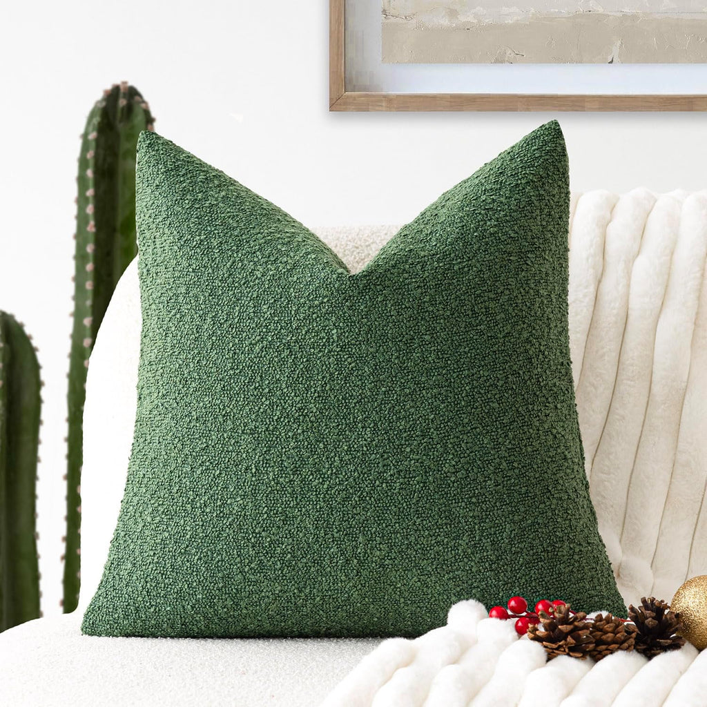 Foindtower Decorative Textured Boucle Throw Pillow Covers Accent Solid Pillow Cases Neutral Soft Cozy Couch Cushion Case for Chair Sofa…
