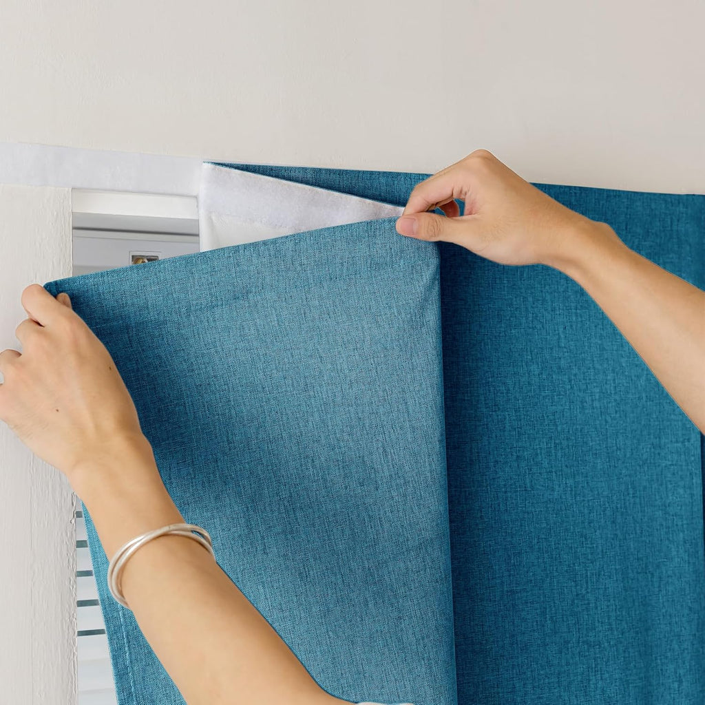 100% Blackout Self Adhesive Curtains- Stick on Curtains Shades Window Blinds Curtain No Rod Needed Easy to Hang Curtain, Use for Bedroom…