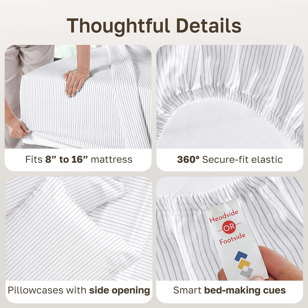 CaliforniaDesignDen California Design Den Soft Cotton Cal King Size Bed Sheets Set, 400 TC Good Housekeeping Award Winner, Smooth Sateen Fi…