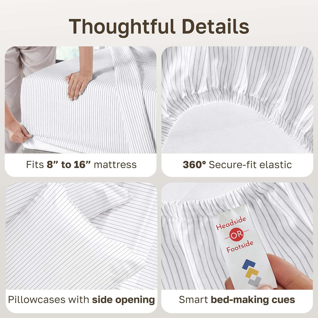 CaliforniaDesignDen California Design Den Soft 100% Cotton King Size Bed Sheets Set, 400 TC Good Housekeeping Award Winner, Smooth Sateen F…