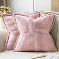 MIULEE Spring Decorative Throw Pillow Covers for Couch Bed Livingroom 20x20 Inch Set of 2 Pink Boho Accent Throw Pllows Broadside Striped…