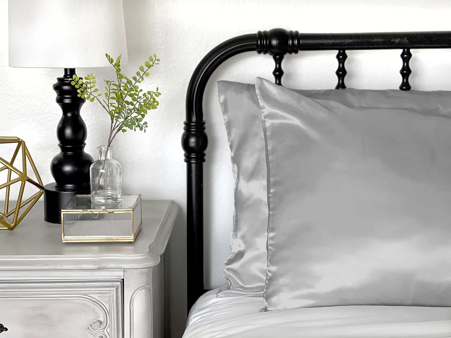 MorningGlamour Morning Glamour Satin Pillowcases for Hair & Skin, Similar to Silk, King Size Set of 2, Cooling Pillow Case with Envelope Cl…