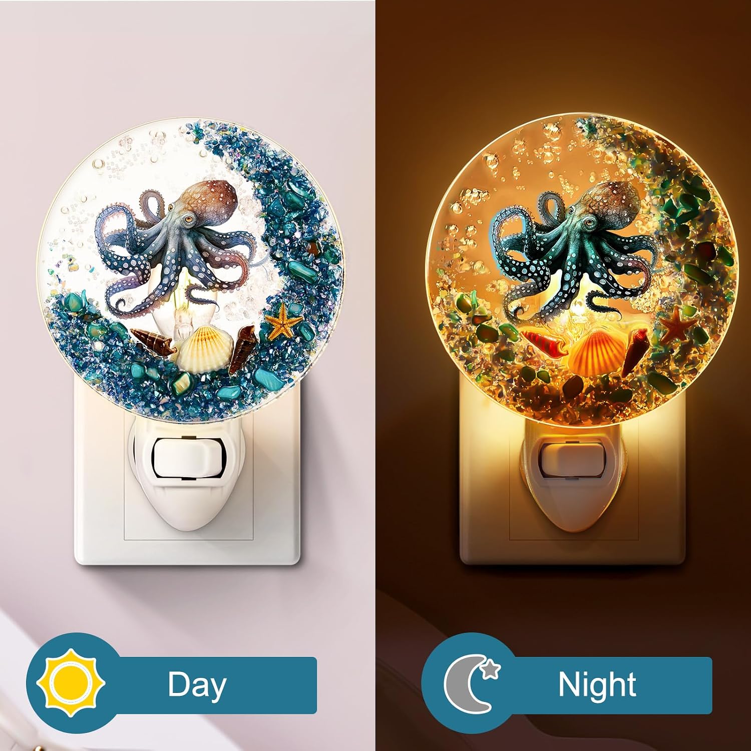 Hortsun Plug in Seashell Night Light Ocean Sea Animal Decorative Night Light Plug in Beach Lamps Vintage Ocean Lamps for Adult for Home…