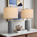 PoKat 23" Ceramic Dark Gray Table Lamps Set of 2 for Living Room, Modern Bedside Lamps for Bedroom, Farmhouse Nightstand Lamp for Home…