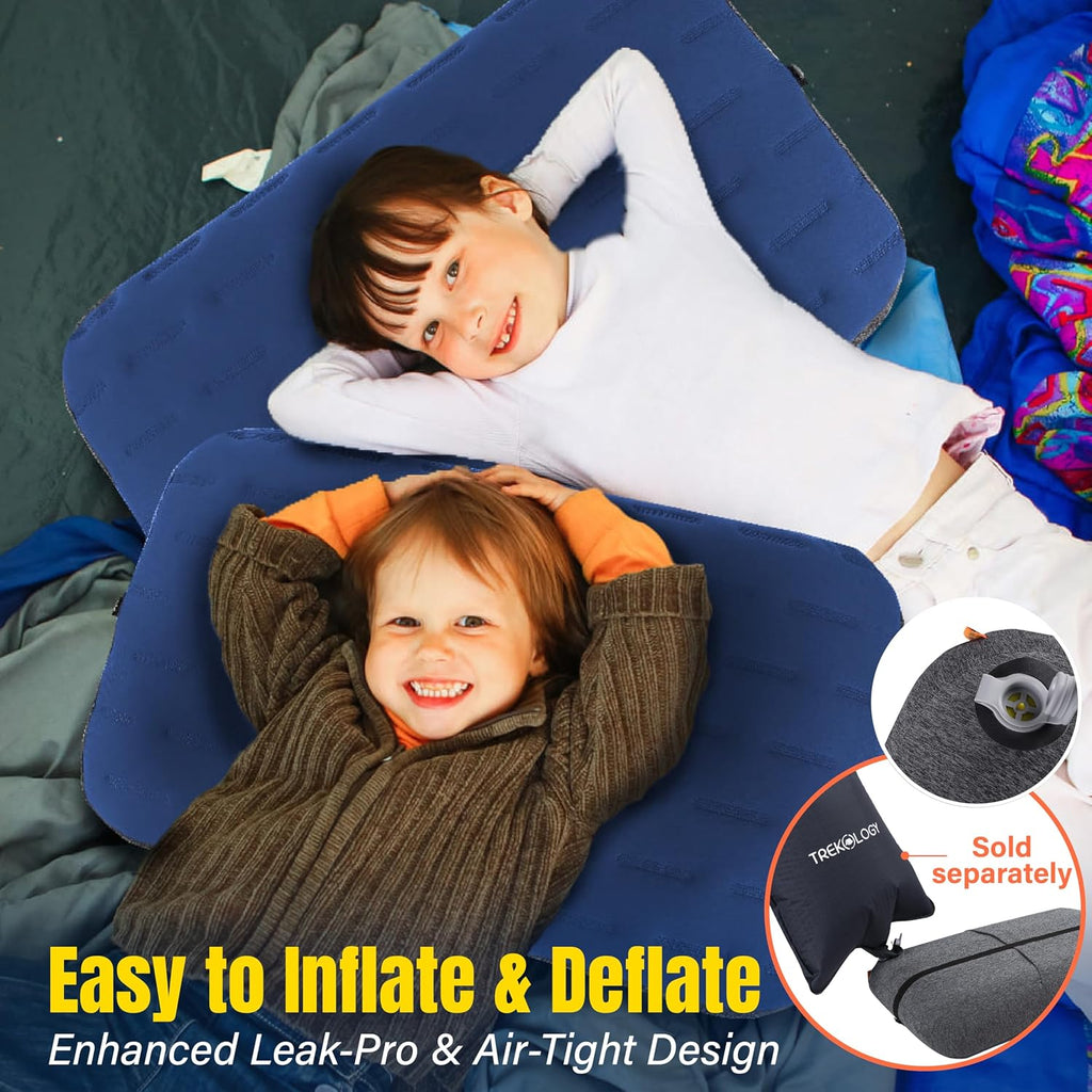 TREKOLOGY Camping Pillow - Large Inflatable (24"x15") for Home-Like Comfort, Portable & Ergonomic, Easy to Clean, Durable & Leak-Proof…