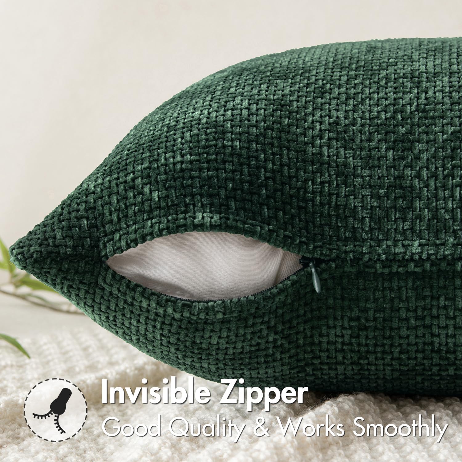 Miulee Pack of 2 Christmas Green Couch Throw Pillow Covers 18x18 Inch Modern Boho Accent Decorative Pillow Covers Soft Chenille Farmhouse C…