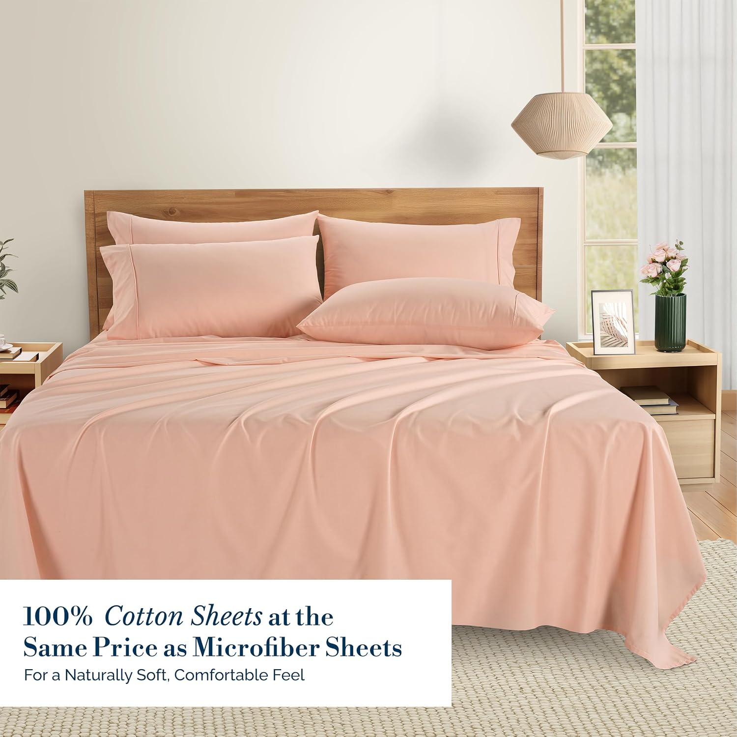 Casa Platino 100% Cotton Cal King Size Sheets Set – 6 Piece Crisp Percale Cal King Size Cooling Sheets, Lightweight for Summer, with 15"…