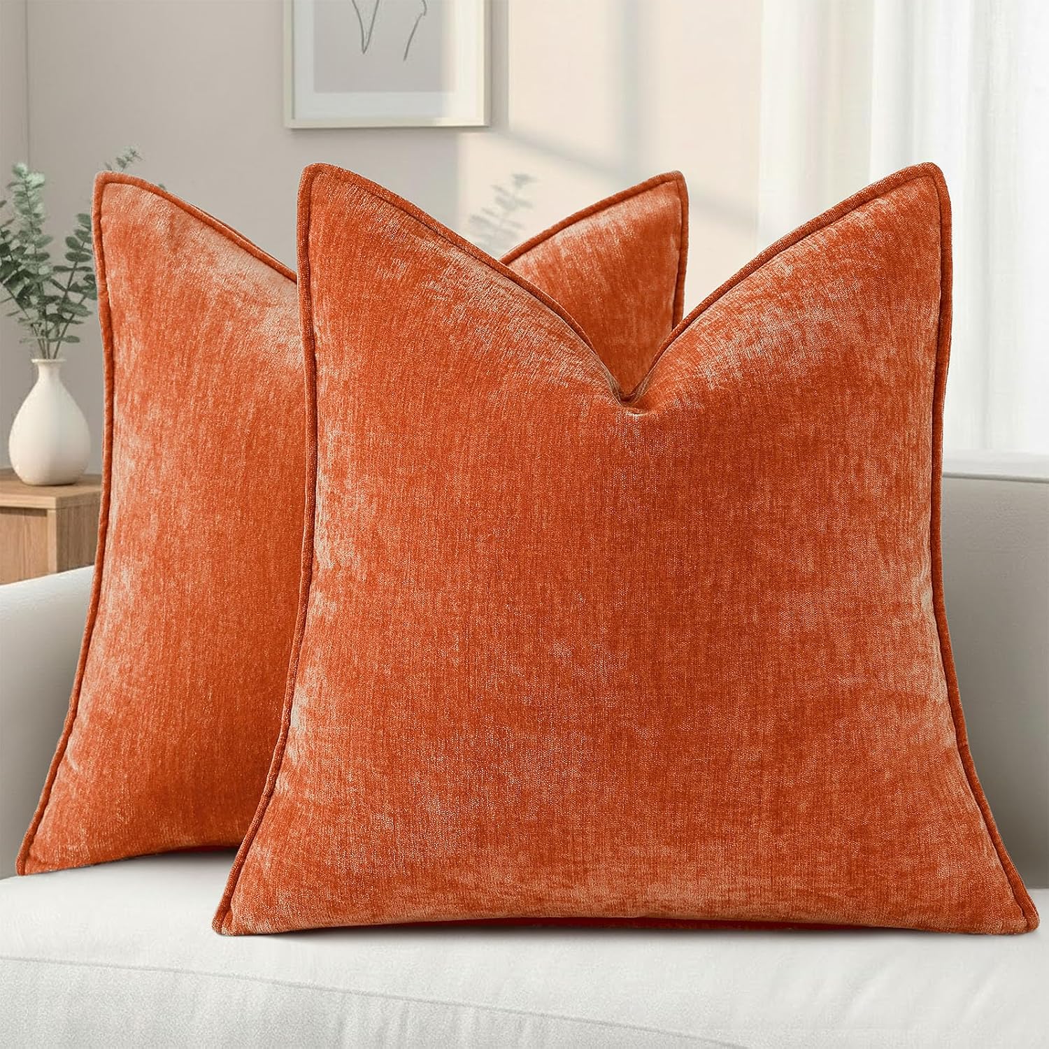 decorUhome Summer Couch Throw Pillow Covers 18x18 Set of 2, Decorative Soft Velvet Modern Cozy Chenille Pillow Cases with Elegant Design fo…
