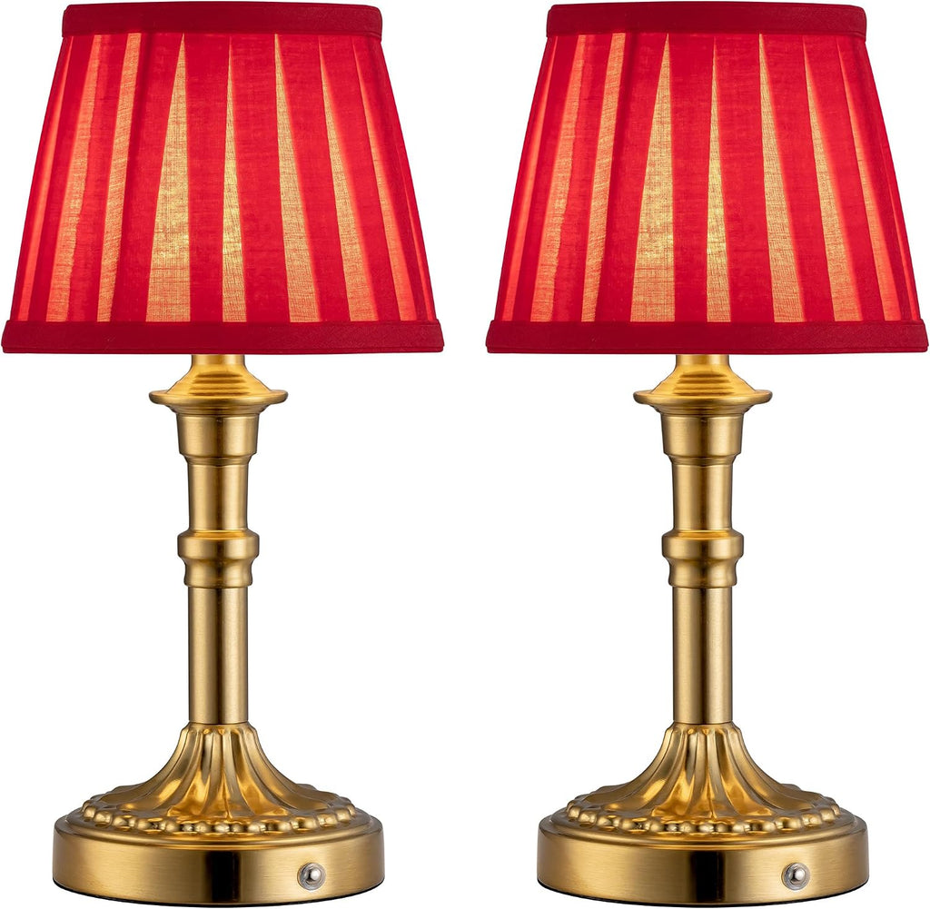 KDG Cordless Portables Table Lamp Set of 2, LED Fabric Shade Small Desk Lamps, 5000mAh Battery Powered Lighting, 2700K Stepless Dimmable…