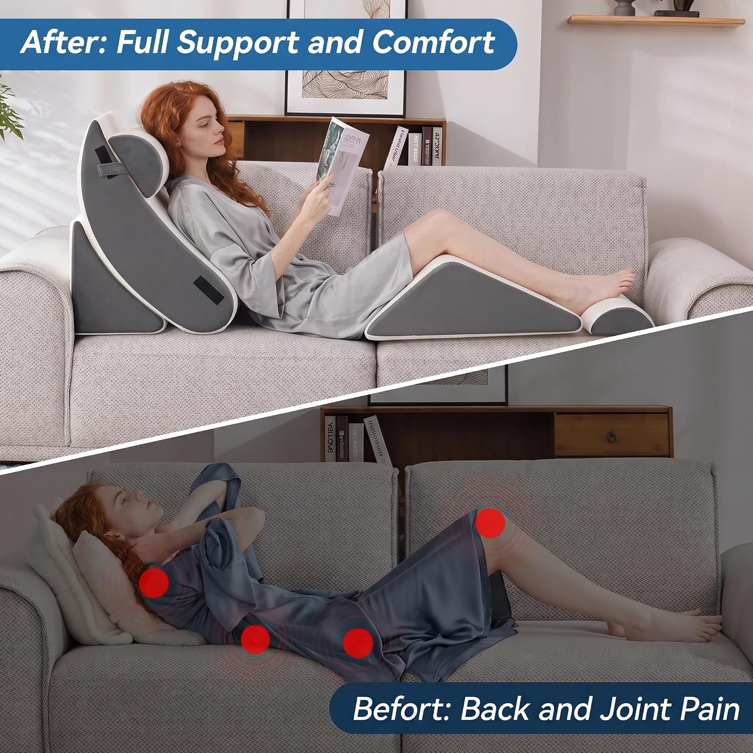 Yosdur 5PCS Wedge Pillow Set for After Surgery, Bed Orthopedic Pillow for Sleeping, Memory Foam Back Pillow for and Acid Reflux, Adju…