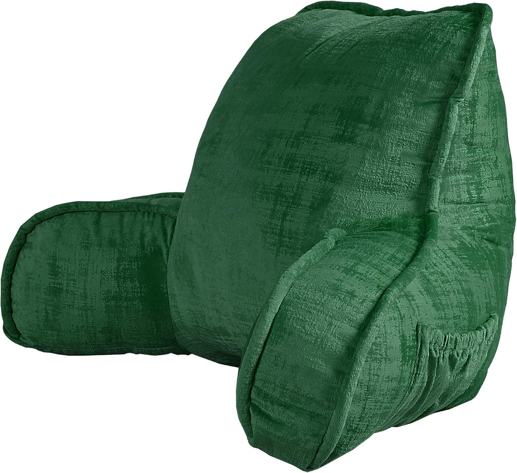 Bytide DIY Assembly Art Velvet Backrest Reading Bed Rest Pillow with Arms & Pockets, 18" H for Sitting in Bed Couch Sofa, Back Support Cush…