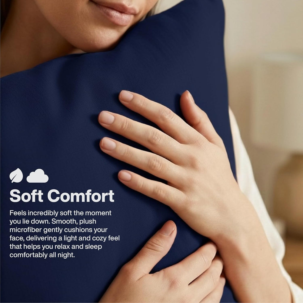 Queensbay Standard Pillow Cases Set of 2, Microfiber Cooling Pillowcases, Soft Breathable Envelope Closure Pillow Covers, Wrinkle Free Easy…