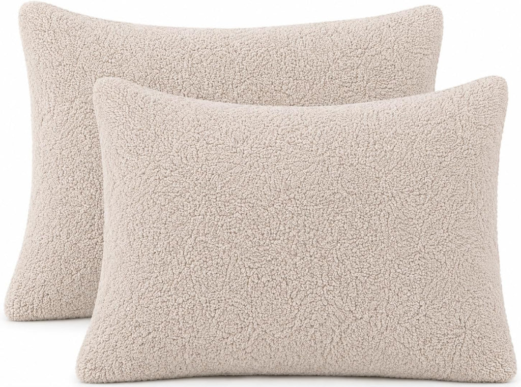Reafort Sherpa Pillowcases Set of 2, Plush Fleece Standard Pillow Covers 20" x 26" with Zipper Closure, Fluffy Ultra Soft Cozy Pillowcases…
