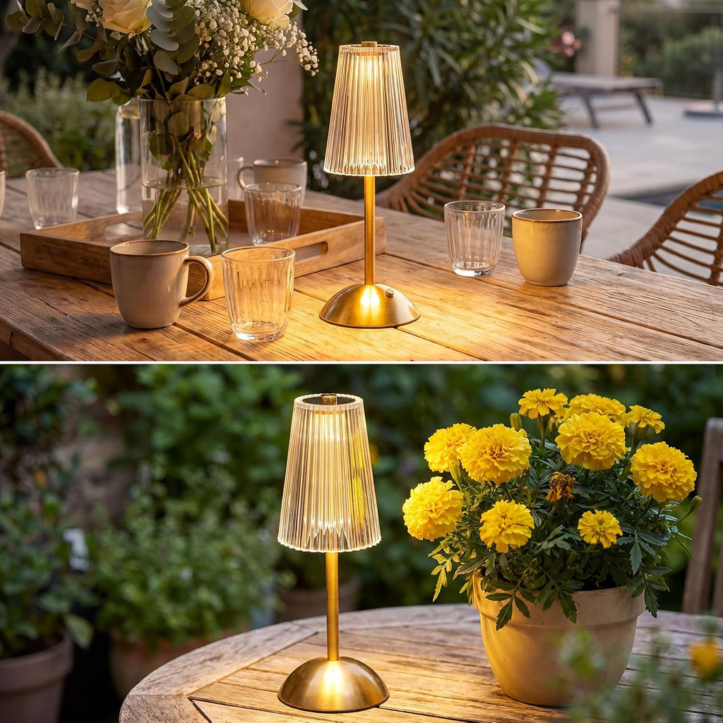 Liliful 2 Pcs Cordless Table Lamp Rechargeable Touch LED Small Gold Portable Battery Operated USB-c Desk Lamp 3 Color Dimmable for…