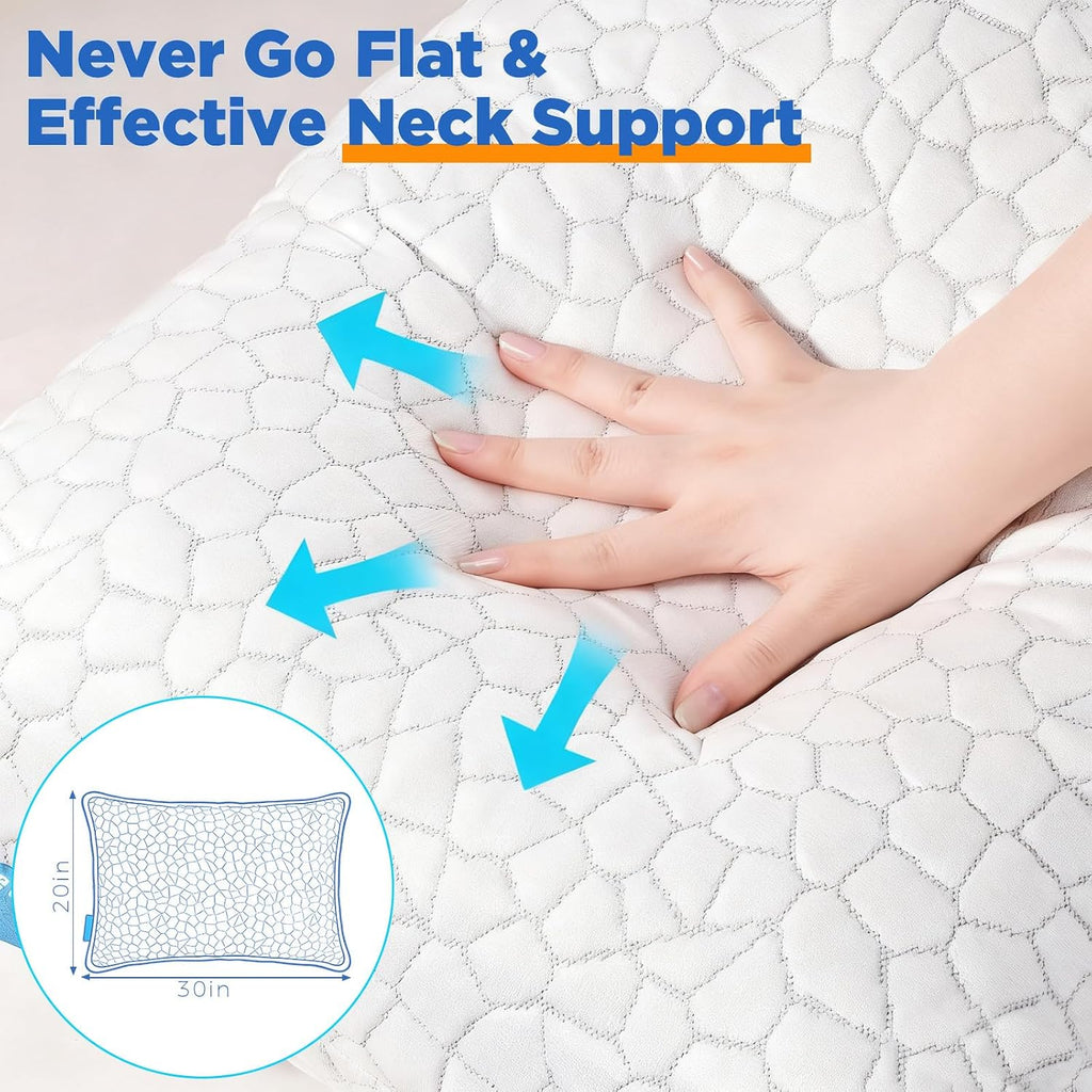 Supamodern Cooling Bed Pillows for Sleeping 1 Pack Shredded Memory Foam Pillows Adjustable Cool Pillow 1 Pack white