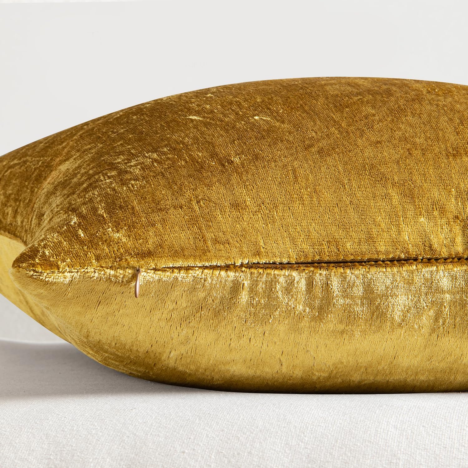 Miulee 24x24 Inch Euro Sham Velvet Pillow Covers, Set of 2 Large Square Decorative Pillows -Golden Super Soft for King Bed, Sofa, Couch, Ac…