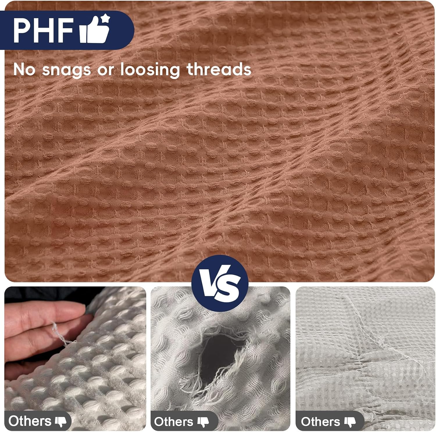 Phf Ultra Soft Waffle Weave Pillow Shams King Size, No Insert, 2 Pack 20" x 36" Pillowcases, Breathable & Skin-Friendly Pillow Cases, Stylis…