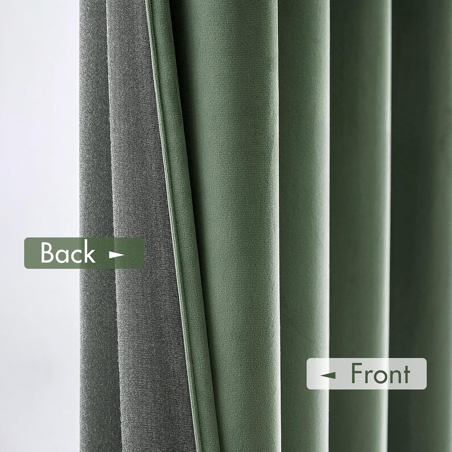 MIULEE Velvet Curtains Sage Green Thermal Insulated Blackout Curtain Drapes for Bedroom Living Room Darkening 90 Inches Long Curtains…